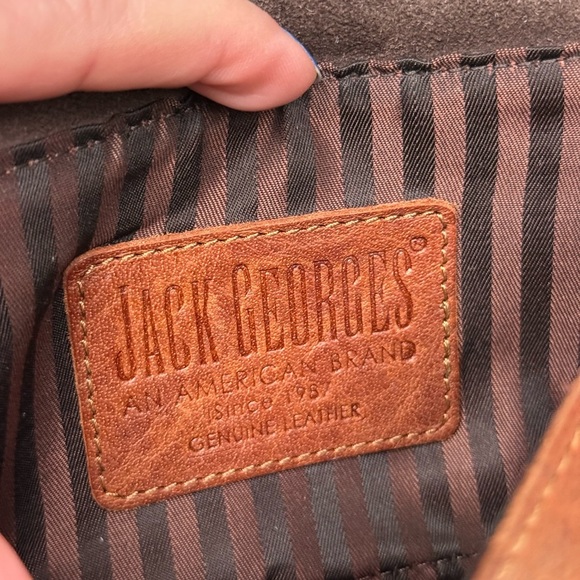 Jack Georges Leather Mini Crossbody Bag, Honey Brown - Picture 4 of 14